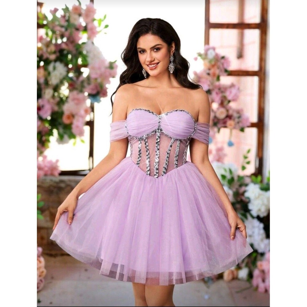 Lovelzi Vestido corto elegante, romántico, retro, de moda, juvenil, de tela...
